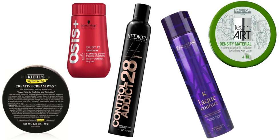 GODE PRODUKTER (f.v.): Kiehl's Creative Cream Wax, kr 170. Schwarzkopf Osis+ Dust It Texture hårpudder, kr 249. Redken Control Addict 28 Extra High-Hold Hairspray, kr 299. Kérastase Laque Couture hårspray, kr 269. L'Oréal Tecni.art Density Material Texturizing Wax-paste, kr 229. GODE PRODUKTER (f.v.): Kiehl's Creative Cream Wax, kr 170. Schwarzkopf Osis+ Dust It Texture hårpudder, kr 249. Redken Control Addict 28 Extra High-Hold Hairspray, kr 299. Kérastase Laque Couture hårspray, kr 269. L'Oréal Tecni.art Density Material Texturizing Wax-paste, kr 229.