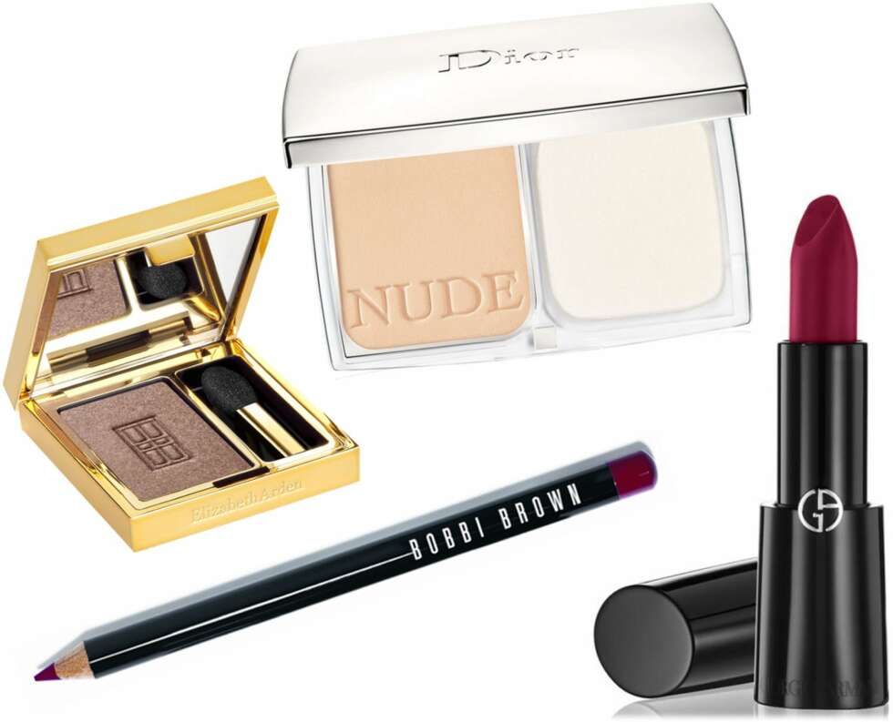 SMINKEPRODUKTER )f.v.): Elizabeth Arden Beautiful Color Eye Shadow, kr 200. Bobbi Brown Lip Pencil, kr 185. Dior Diorskin Nude Compact Powder, kr 500. Giorgio Armani Beauty Rouge d’Armani Lipstick, kr 280. SMINKEPRODUKTER )f.v.): Elizabeth Arden Beautiful Color Eye Shadow, kr 200. Bobbi Brown Lip Pencil, kr 185. Dior Diorskin Nude Compact Powder, kr 500. Giorgio Armani Beauty Rouge d’Armani Lipstick, kr 280.