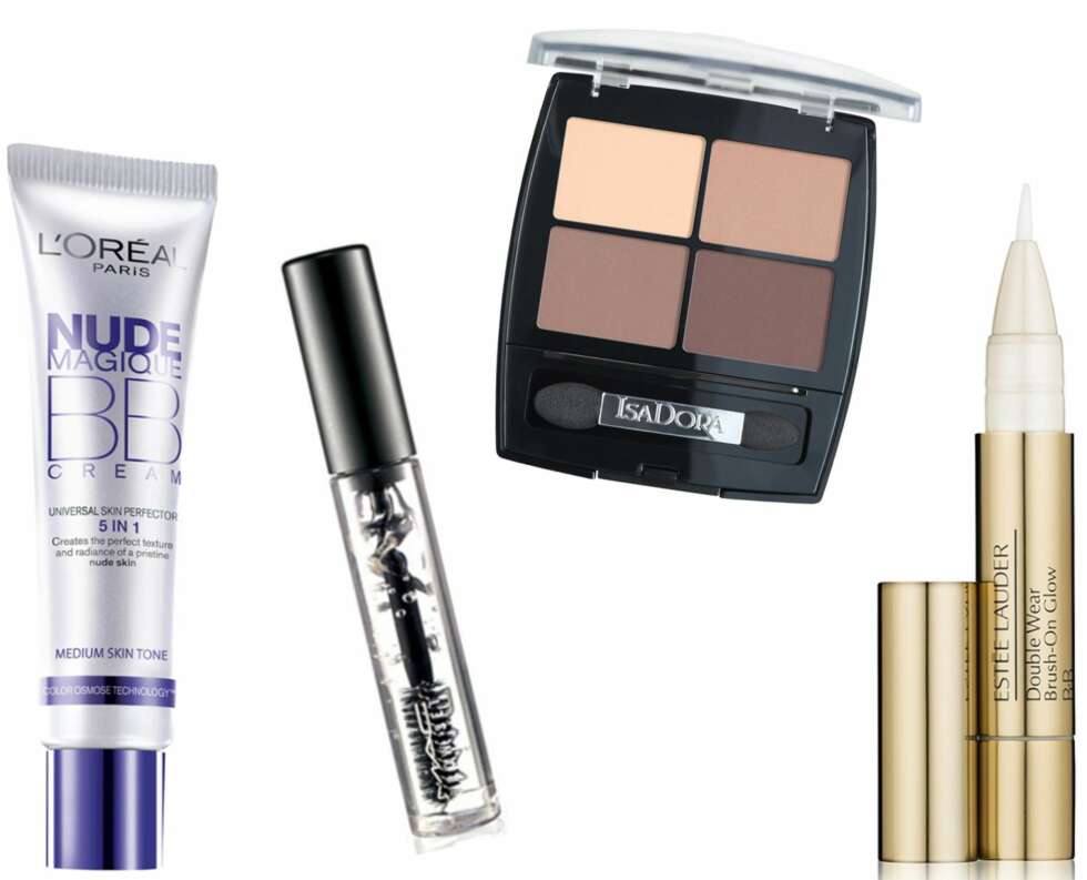 SMINKEPRODUKTER (f.v.): L'Oréal Nude Magique BB Cream, kr 169. Mac Brow Set brynsgelé, kr 150. IsaDora Eyeshadow Quartet, kr 155. Estee Lauder Double Wear Brus-On Glow BB, kr 295. SMINKEPRODUKTER (f.v.): L'Oréal Nude Magique BB Cream, kr 169. Mac Brow Set brynsgelé, kr 150. IsaDora Eyeshadow Quartet, kr 155. Estee Lauder Double Wear Brus-On Glow BB, kr 295.