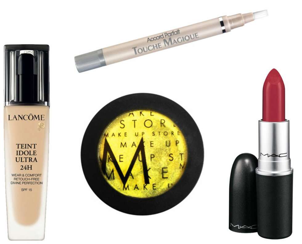 SMINKEPRODUKTER (f.v.): Lancôme Teint Idole Ultra SPF 15, kr 410. L'Oréal True Match Touche Magique, kr 109. Make Up Store Eye Dust, kr 145. Mac Lipstick, kr 175. SMINKEPRODUKTER (f.v.): Lancôme Teint Idole Ultra SPF 15, kr 410. L'Oréal True Match Touche Magique, kr 109. Make Up Store Eye Dust, kr 145. Mac Lipstick, kr 175.