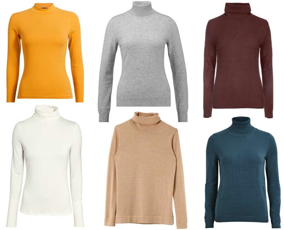 POLOGENSERE (f.v.): Bikbok, kr 199. Repeat jumper i kasjmir/Zalando, kr 1795. Kappahl pologenser, kr 299. H&M pologenser, kr 99. Dagmar Annabella, kr 1495. Vila Rollneck, kr 229,95. POLOGENSERE (f.v.): Bikbok, kr 199. Repeat jumper i kasjmir/Zalando, kr 1795. Kappahl pologenser, kr 299. H&M pologenser, kr 99. Dagmar Annabella, kr 1495. Vila Rollneck, kr 229,95.