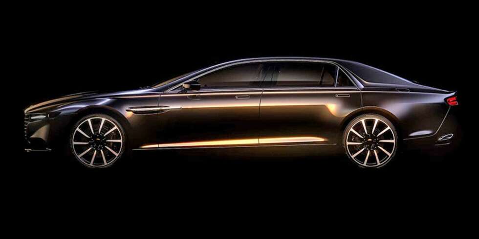 LANG LUKSUS: Dimensjonene til den nye Lagondaen er ikke kjent, men dataillustrasjonen mer enn antyder at dette er en stor sedan. Salget skal foregå ""by invitation only"" - og den må betales i valutaen dirham. FOTO: Aston Martin LANG LUKSUS: Dimensjonene til den nye Lagondaen er ikke kjent, men dataillustrasjonen mer enn antyder at dette er en stor sedan. Salget skal foregå ""by invitation only"" - og den må betales i valutaen dirham. FOTO: Aston Martin