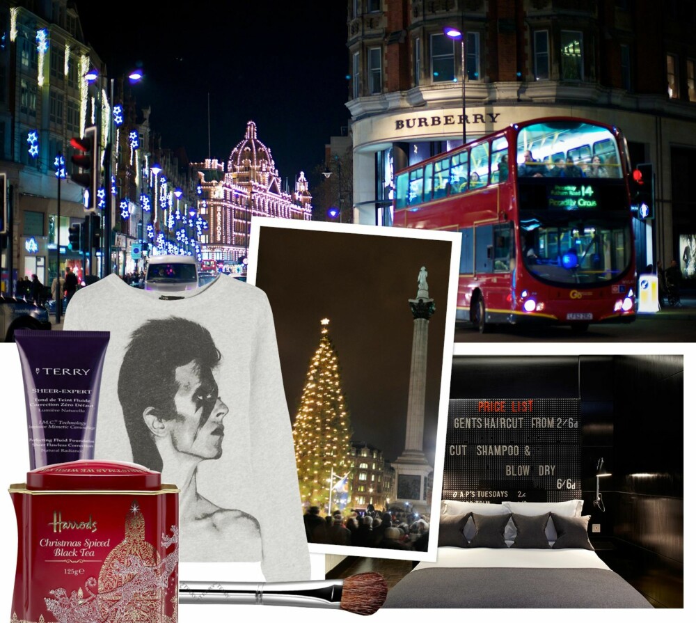LONDON: Kjøp julegavene i London, og du er garantert julestemning og en altfor tung koffert. Genser med David Bowie-trykk, kr 1100. LONDON: Kjøp julegavene i London, og du er garantert julestemning og en altfor tung koffert. Genser med David Bowie-trykk, kr 1100.