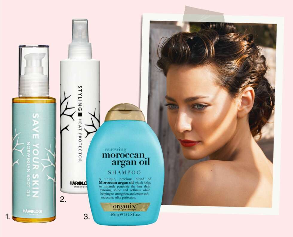 HÅRFINT: Hårologi Norwegian body oil kan også brukes i håret for å roe ned frizz. Kr 245- 2. Beskytt lokkene med Hårologi heat protector, kr 216,- 3. Plei håret med Moroccan argan oil shampoo, kr 129,- FOTO: Bulls og produsentene HÅRFINT: Hårologi Norwegian body oil kan også brukes i håret for å roe ned frizz. Kr 245- 2. Beskytt lokkene med Hårologi heat protector, kr 216,- 3. Plei håret med Moroccan argan oil shampoo, kr 129,- FOTO: Bulls og produsentene