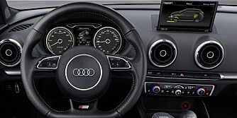 KLIMABIL: Grønne belysningsdetaljer signaliserer at dette er en mer klimavennlig bil. FOTO: Audi KLIMABIL: Grønne belysningsdetaljer signaliserer at dette er en mer klimavennlig bil. FOTO: Audi