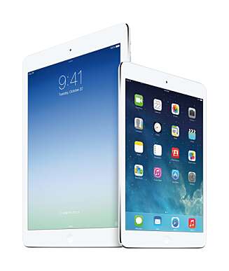 TO NYE: I høst har Apple lansert ny versjon av iPad og en ny iPad mini. iPad mini har fått samme innmat og samme høyoppløste skjerm som iPad Air. TO NYE: I høst har Apple lansert ny versjon av iPad og en ny iPad mini. iPad mini har fått samme innmat og samme høyoppløste skjerm som iPad Air.