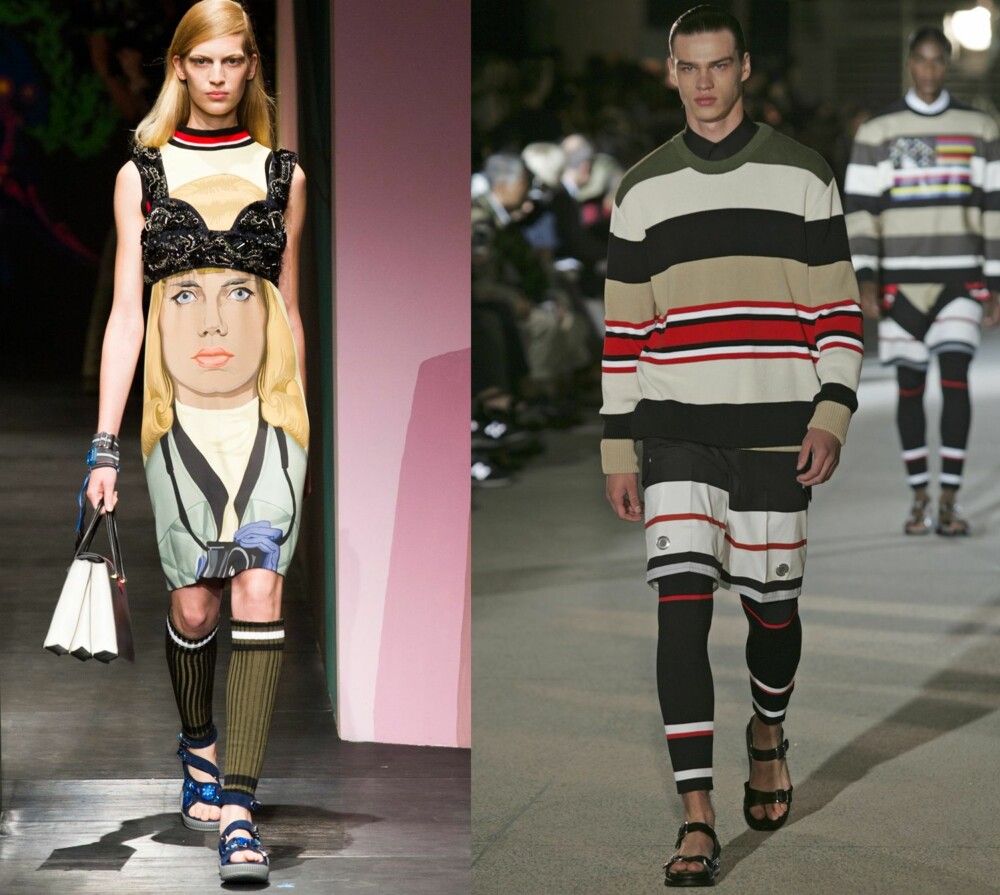 BÅDE TIL HAN OG HENNE: - Dette er en trend som passer de fleste moteriktige jenter og gutter, sier Linn-Anne Hovland fra Mildhpress. Til venstre: Prada har kombinert sandalene med en naken fot og tennisstrømper. Til høyre: Givenchy ikledde de aller fleste mennene sandaler da de viste frem sin vår- og sommerkolleksjon 2014. BÅDE TIL HAN OG HENNE: - Dette er en trend som passer de fleste moteriktige jenter og gutter, sier Linn-Anne Hovland fra Mildhpress. Til venstre: Prada har kombinert sandalene med en naken fot og tennisstrømper. Til høyre: Givenchy ikledde de aller fleste mennene sandaler da de viste frem sin vår- og sommerkolleksjon 2014.