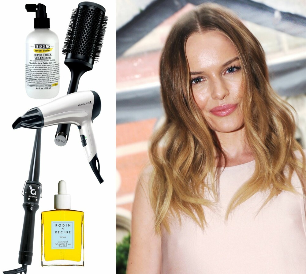 BLANKE BØLGER: De myke krøllene à la Kate Bosworth passer til de aller fleste og er enklere å style enn du tror. Produkter: Kiehl's Super thick volumizer, kr 205. Ghd Ceramic brush, kr 259. Remington hårføner, kr 249. Gorgeous Curl wand, kr 649. Rodin Luxury hair oil, kr 420. BLANKE BØLGER: De myke krøllene à la Kate Bosworth passer til de aller fleste og er enklere å style enn du tror. Produkter: Kiehl's Super thick volumizer, kr 205. Ghd Ceramic brush, kr 259. Remington hårføner, kr 249. Gorgeous Curl wand, kr 649. Rodin Luxury hair oil, kr 420.