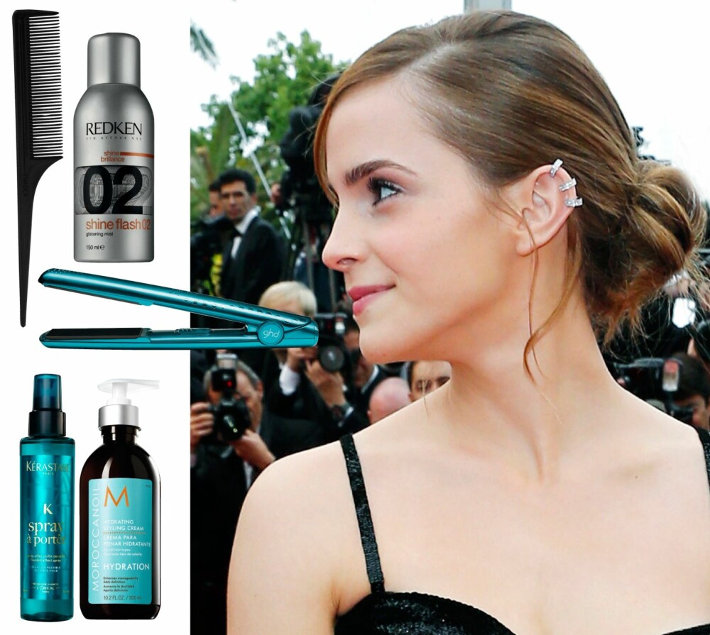 ROMANTISK KNUTE: Gå for en nydelig hårknute som Emma Watson. Produkter: Kam fra Lindex, kr 20. Redken Shine Flash, kr 296. Ghd Jewel styler, kr 1899. Kerastase Spray à portér, kr 295. Moroccanoil Hydrating styling cream, kr 299. ROMANTISK KNUTE: Gå for en nydelig hårknute som Emma Watson. Produkter: Kam fra Lindex, kr 20. Redken Shine Flash, kr 296. Ghd Jewel styler, kr 1899. Kerastase Spray à portér, kr 295. Moroccanoil Hydrating styling cream, kr 299.