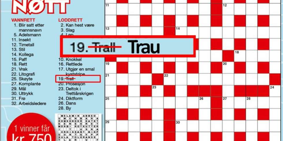 Rettelse i Hjemmets kryssordmagasin nr. 21/2014. Rettelse i Hjemmets kryssordmagasin nr. 21/2014.