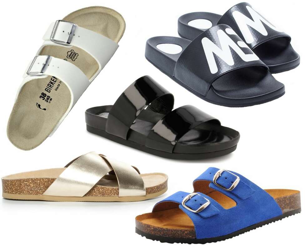SLIP IN (f.v.): Birkenstock Arizona smal hvit B-F Sandal, kr 849. Marc by Marc Jacobs Tech Flip Flop, kr 949. Roots sandal, kr 699. Din Sko, kr 299. Bianco Bio Slip On With Buckles MAM15, kr 499. SLIP IN (f.v.): Birkenstock Arizona smal hvit B-F Sandal, kr 849. Marc by Marc Jacobs Tech Flip Flop, kr 949. Roots sandal, kr 699. Din Sko, kr 299. Bianco Bio Slip On With Buckles MAM15, kr 499.