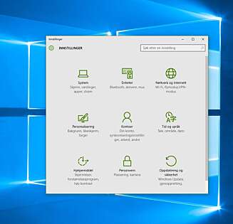 INNSTILLINGER: Med Windowstasten + I åpner du innstillingene i Windows 10. INNSTILLINGER: Med Windowstasten + I åpner du innstillingene i Windows 10.