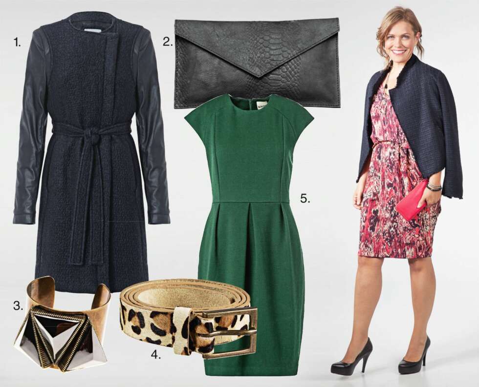 FØRSTE LOOK: Kjole fra Day Birger et Mikkelsen, kr 2300,- Smykke fra Day Birger et Mikkelsen, kr 350,- Veske fra Mango, kr 200,- Sko fra Aldo, kr 899,- Forslag til produkter på venstre side: 1. Kåpe fra Samsøe&Samsøe, kr 2999,- 2. Veske fra Maanii by Adax, kr 499,- 3. Armbånd fra Glitter, kr 199,- 4. Belte fra Vivikes kr 299,- 5. Kjole fra Kiomi, kr 699,- FØRSTE LOOK: Kjole fra Day Birger et Mikkelsen, kr 2300,- Smykke fra Day Birger et Mikkelsen, kr 350,- Veske fra Mango, kr 200,- Sko fra Aldo, kr 899,- Forslag til produkter på venstre side: 1. Kåpe fra Samsøe&Samsøe, kr 2999,- 2. Veske fra Maanii by Adax, kr 499,- 3. Armbånd fra Glitter, kr 199,- 4. Belte fra Vivikes kr 299,- 5. Kjole fra Kiomi, kr 699,-