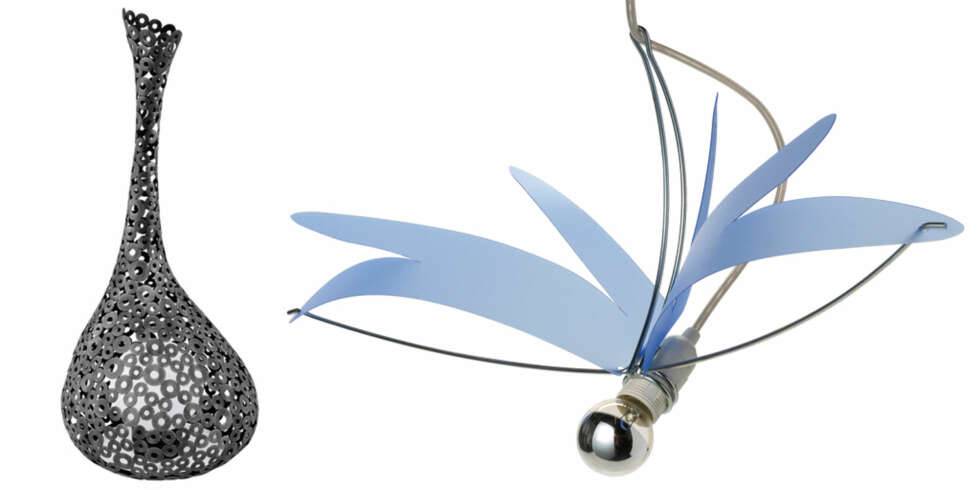 STILIGE: To av vinterens tøffeste lamper: Terrano fra Ea belysning (til venstre) og Lilblue taklampe fra Black+Blum. STILIGE: To av vinterens tøffeste lamper: Terrano fra Ea belysning (til venstre) og Lilblue taklampe fra Black+Blum.