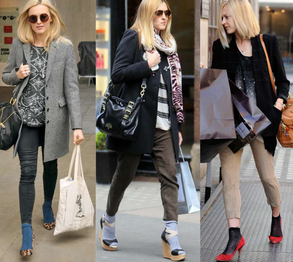 KJENDIS-INSPO: Den engelske tv- og radioreporteren Fearne Cotton er ofte å se iført sokker i skoene. Her i tynne varianter i blått, grått og sarte blonder kombinert med pumps. KJENDIS-INSPO: Den engelske tv- og radioreporteren Fearne Cotton er ofte å se iført sokker i skoene. Her i tynne varianter i blått, grått og sarte blonder kombinert med pumps.