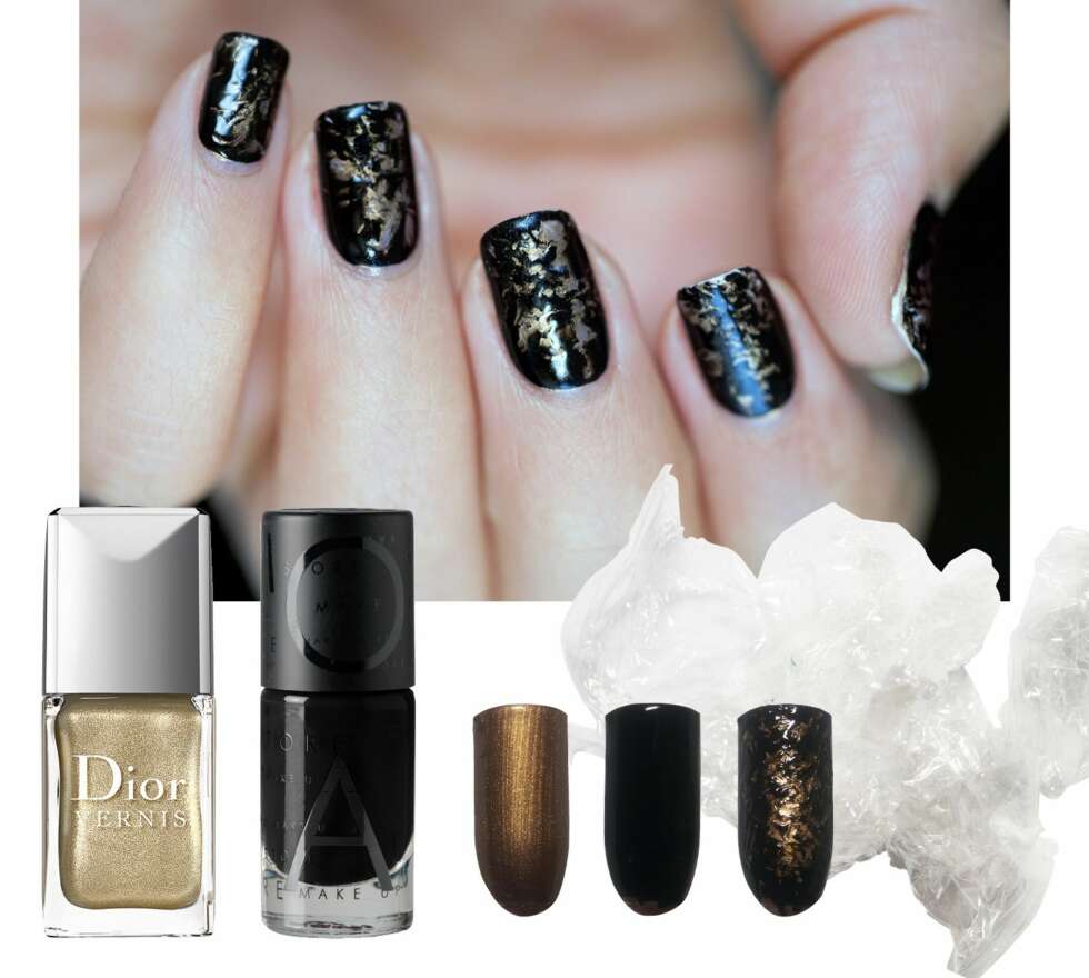 SARAH WRAP NAILS: Produkter fra venste: Dior Vernis neglelakk i fargen Golden Jungle, kr 215. Make Up Store Nailpolish i fargen Mika, kr 130. SARAH WRAP NAILS: Produkter fra venste: Dior Vernis neglelakk i fargen Golden Jungle, kr 215. Make Up Store Nailpolish i fargen Mika, kr 130.