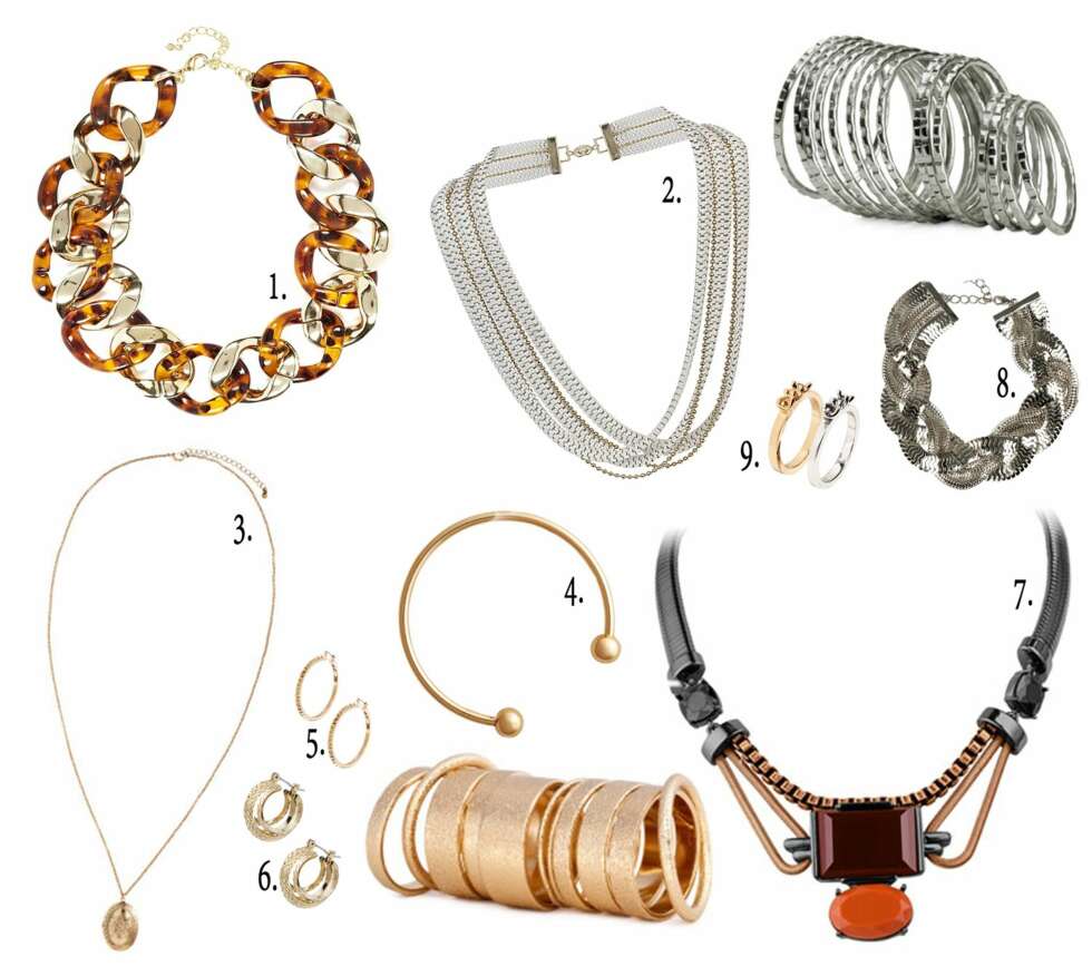 ENKLE SMYKKER: 1. River Island, kr 88. 2. Gina Tricot, kr 199. 3. H&M, kr 49. 4. H&M, kr 69. 5. Asos, kr 109. 6. Asos Vintage, kr 49. 7. DYRBERG/KERN, kr 1699. 8. Bik Bok, kr 199. 9. H&M, kr 99. 10. H&M, kr 50. 11. H&M, kr 50. ENKLE SMYKKER: 1. River Island, kr 88. 2. Gina Tricot, kr 199. 3. H&M, kr 49. 4. H&M, kr 69. 5. Asos, kr 109. 6. Asos Vintage, kr 49. 7. DYRBERG/KERN, kr 1699. 8. Bik Bok, kr 199. 9. H&M, kr 99. 10. H&M, kr 50. 11. H&M, kr 50.