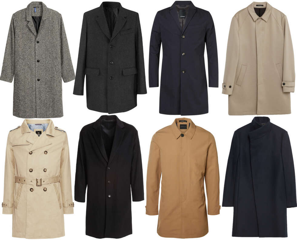 FRAKKER (f.v.): H&M frakk i ullmiks, kr 699. Ellos Men frakk i ullkvalitet, kr 1499. J. Lindeberg Wolger Trench Twill Kåpe, kr 3500. Zara frakk i teknisk stoff, kr 999. Kappahl Trenchcoat, kr 999. River Island Collie Boucle/Nelly, kr 1795. Selected Homme klassisk kåpe, kr 1299,95. Zara marineblå ytterjakke, kr 1795. FRAKKER (f.v.): H&M frakk i ullmiks, kr 699. Ellos Men frakk i ullkvalitet, kr 1499. J. Lindeberg Wolger Trench Twill Kåpe, kr 3500. Zara frakk i teknisk stoff, kr 999. Kappahl Trenchcoat, kr 999. River Island Collie Boucle/Nelly, kr 1795. Selected Homme klassisk kåpe, kr 1299,95. Zara marineblå ytterjakke, kr 1795.