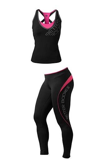 TRENERENS FAVORITTER: Line Marion Nielsen Kjøniksen er spesielt begeistret for tettsittende treningstøy med absorberende materiale og innebygget sports-bh. Topp ca.400 kr, tights ca. 800 kr. TRENERENS FAVORITTER: Line Marion Nielsen Kjøniksen er spesielt begeistret for tettsittende treningstøy med absorberende materiale og innebygget sports-bh. Topp ca.400 kr, tights ca. 800 kr.