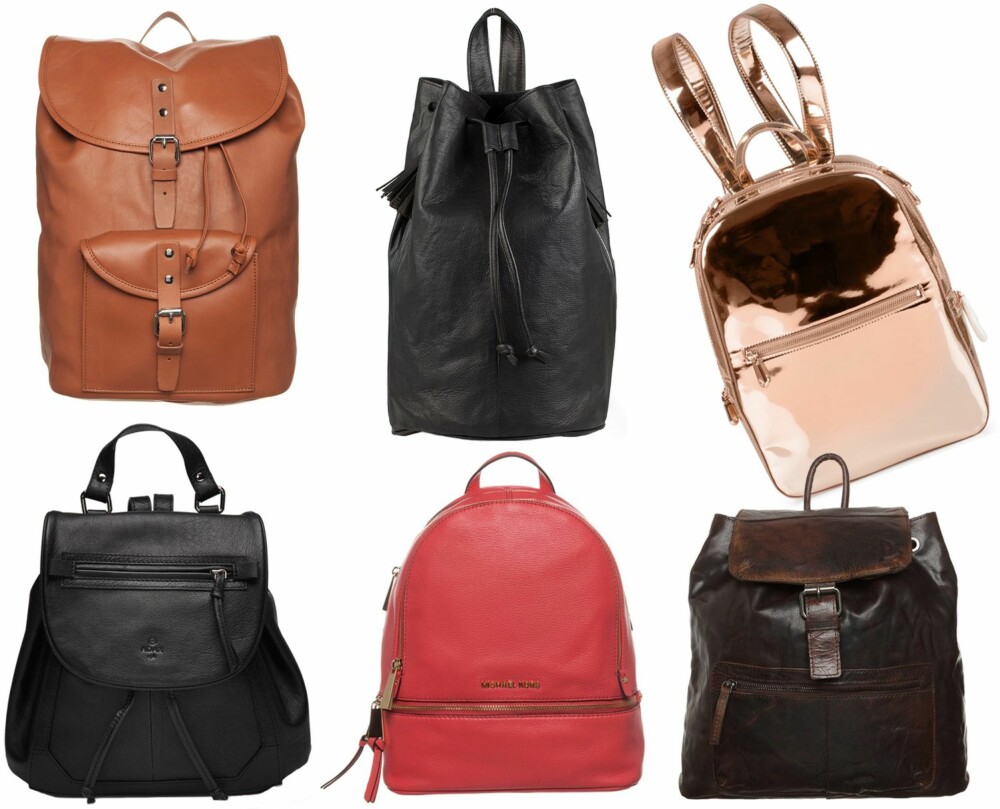 1000-3000 KRONER: Øverst fra venstre: Fra Sandqvist i modellen Helmer i fargen cognac brown, kr 2095. Fill Bucket Leather fra Selected Femme, kr 1095. DKNY, kr 2395. Adax, kr 1499. Fra Michael Kors i fargen raspberry, kr 2795. Spikes and Sparrow i fargen chocolate, kr 1395. 1000-3000 KRONER: Øverst fra venstre: Fra Sandqvist i modellen Helmer i fargen cognac brown, kr 2095. Fill Bucket Leather fra Selected Femme, kr 1095. DKNY, kr 2395. Adax, kr 1499. Fra Michael Kors i fargen raspberry, kr 2795. Spikes and Sparrow i fargen chocolate, kr 1395.