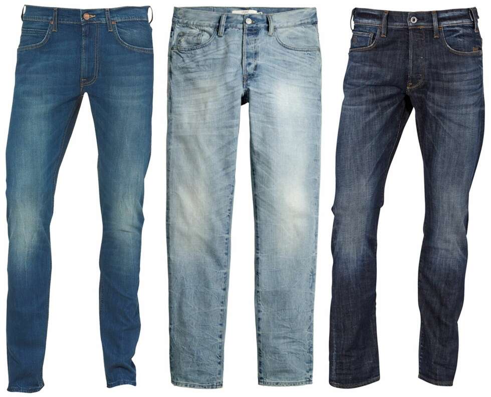 TAPERED JEANS (f.v.): Lee Jeans Luke Slim Tapered Fit, kr 749. H&M Jeans Tapered fit, kr 399. G-Star Jeans Holmer Tapered, kr 1049. TAPERED JEANS (f.v.): Lee Jeans Luke Slim Tapered Fit, kr 749. H&M Jeans Tapered fit, kr 399. G-Star Jeans Holmer Tapered, kr 1049.