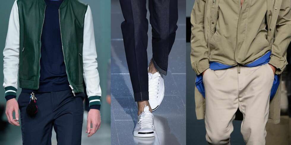 VÅRMOTE TIL GUTTA: Gode nyheter til Ola Normann. Denne våren er nemlig preget av en casual og klassisk look, der sporty elementer som bomberjakken, denim, sneakers og duse farger dominerer motebildet. VÅRMOTE TIL GUTTA: Gode nyheter til Ola Normann. Denne våren er nemlig preget av en casual og klassisk look, der sporty elementer som bomberjakken, denim, sneakers og duse farger dominerer motebildet.
