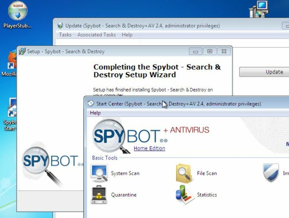 KLØNETE: Spybot legger en rekke vinduer opp på hverandre under installasjonsprosessen og det skaper krøll. KLØNETE: Spybot legger en rekke vinduer opp på hverandre under installasjonsprosessen og det skaper krøll.