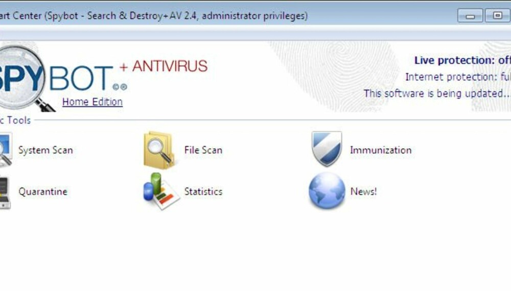 SPYBOT ANTIVIRUS: Betalversjonen av Spybot byr på sjekk av antivirus, men vi er ikke spesielt imponert. SPYBOT ANTIVIRUS: Betalversjonen av Spybot byr på sjekk av antivirus, men vi er ikke spesielt imponert.