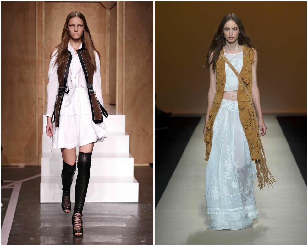 HIPPIE: 70-tallet, hippie-trenden og en bohems look er sterkt representert i våren og sommerens trendbilde. Her fra visningene til Givenchy og Alberta Ferreti. HIPPIE: 70-tallet, hippie-trenden og en bohems look er sterkt representert i våren og sommerens trendbilde. Her fra visningene til Givenchy og Alberta Ferreti.
