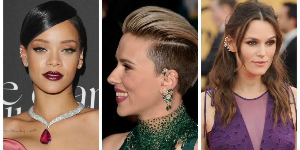 ØREPIERCING: Rihanna, Scarlet Johansson og Keira Knightley har kastet seg på trenden med piercing høyt oppe i ørekanten. ØREPIERCING: Rihanna, Scarlet Johansson og Keira Knightley har kastet seg på trenden med piercing høyt oppe i ørekanten.
