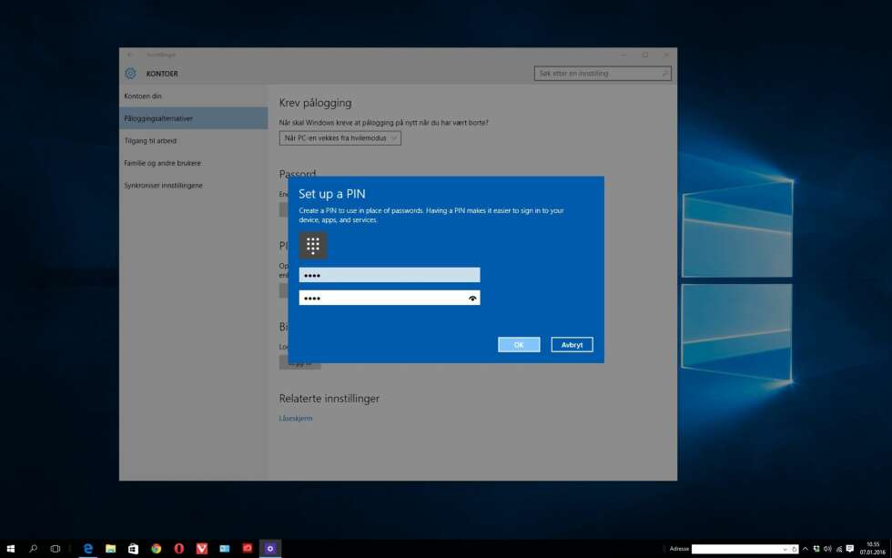 ENKEL PÅLOGGING: Du kan logge på Windows 10 ved hjelp av en PIN-kode. ENKEL PÅLOGGING: Du kan logge på Windows 10 ved hjelp av en PIN-kode.