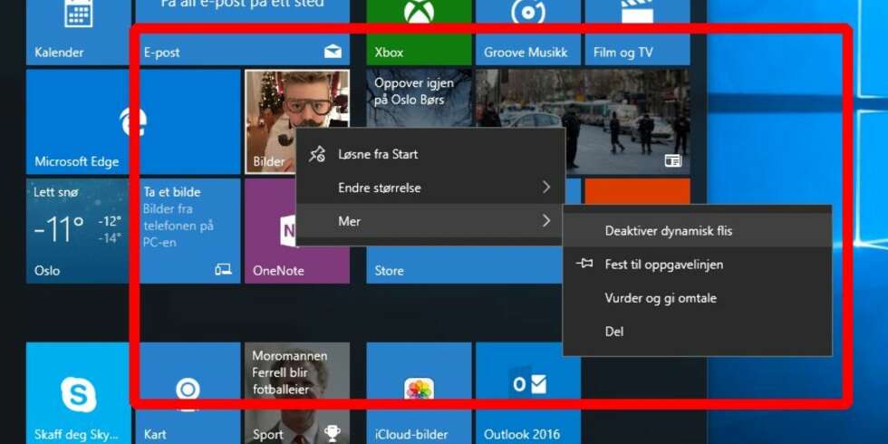 SLITSOMME FLISER: Synes du det er slitsomt at utseende på Flisene i Windows 10 til stadighet endrer utseende? Da kan du deaktivere de dynamiske flisene på denne måten. SLITSOMME FLISER: Synes du det er slitsomt at utseende på Flisene i Windows 10 til stadighet endrer utseende? Da kan du deaktivere de dynamiske flisene på denne måten.