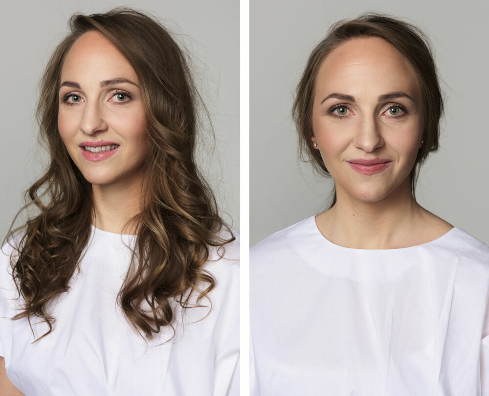 HÅR OG SMINKE: Frisør og makeupstylist Christine Mellem krøllet håret til Ann Charlotte i lengdene og la en naturlig sminke med lett smokey eyes og leppestift i en lys korallfarge. HÅR OG SMINKE: Frisør og makeupstylist Christine Mellem krøllet håret til Ann Charlotte i lengdene og la en naturlig sminke med lett smokey eyes og leppestift i en lys korallfarge.