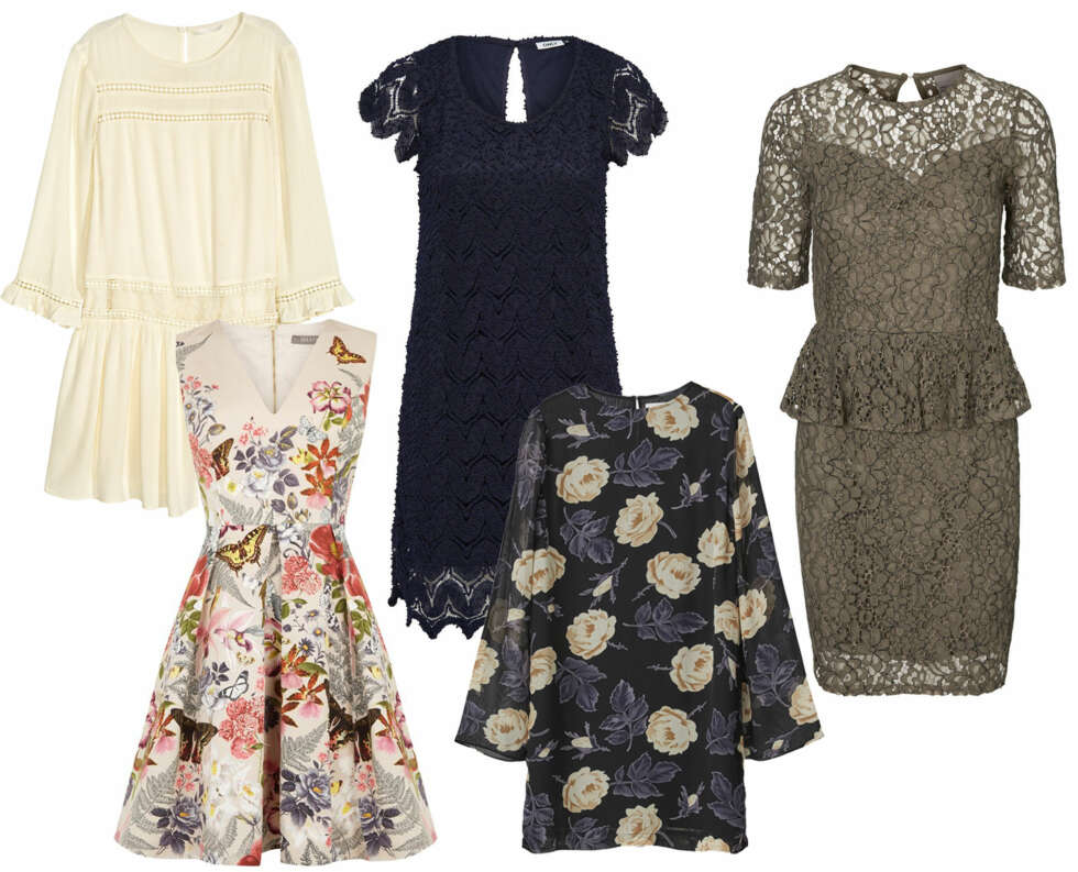 KJOLER TIL 17. MAI (f.v.): H&M krinklet kjole, kr 399. Only Lace Short Sleeved Dress, kr 429,95. Vero Moda Peplum Kort Kjole, kr 459,95. Oasis Botanical Placement Skater, kr 1399. Ganni Allen Georgette Dress, kr 1199. KJOLER TIL 17. MAI (f.v.): H&M krinklet kjole, kr 399. Only Lace Short Sleeved Dress, kr 429,95. Vero Moda Peplum Kort Kjole, kr 459,95. Oasis Botanical Placement Skater, kr 1399. Ganni Allen Georgette Dress, kr 1199.