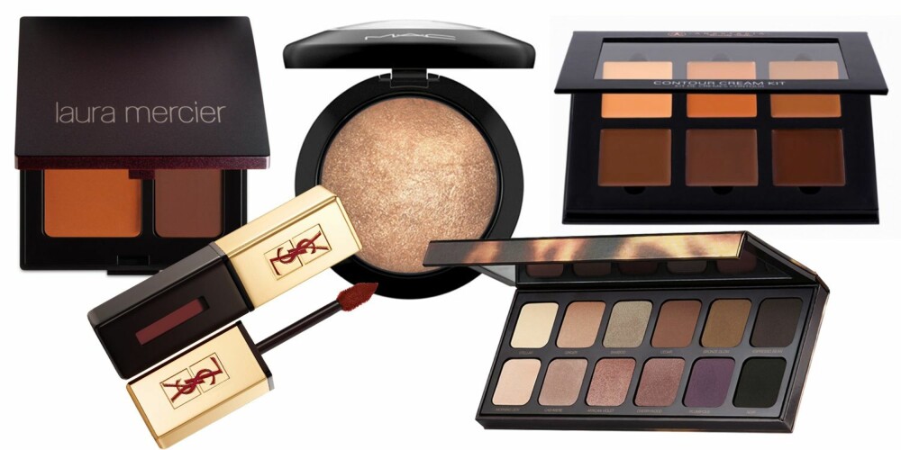 Secret Camouflage Concealer nr08 fra Laura Mercier, kr 361, Mineralize Skinfinish highlighter/ Gold Deposit fra MAC Cosmetics, kr 260,Contour Cream Kit / Deep fra Anastasia Beverly Hills, kr 695, Vernis á Lèvres Pop Water i 41 Brun Cuir fra Yves Saint Laurent, kr 317 og øyeskyggen Sleek Chjic Eye fra Laura Mercier. Secret Camouflage Concealer nr08 fra Laura Mercier, kr 361, Mineralize Skinfinish highlighter/ Gold Deposit fra MAC Cosmetics, kr 260,Contour Cream Kit / Deep fra Anastasia Beverly Hills, kr 695, Vernis á Lèvres Pop Water i 41 Brun Cuir fra Yves Saint Laurent, kr 317 og øyeskyggen Sleek Chjic Eye fra Laura Mercier.