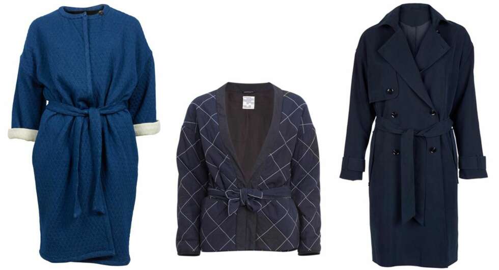BELTE I LIVET: Blå kimono fra Designers Remix, 2 800 kr. Rutete kimono fra Baum und Pferdgarten, 1 799 kr. Blå trenchcoat fra Samsoe Samsoe, 1 999 kr. BELTE I LIVET: Blå kimono fra Designers Remix, 2 800 kr. Rutete kimono fra Baum und Pferdgarten, 1 799 kr. Blå trenchcoat fra Samsoe Samsoe, 1 999 kr.