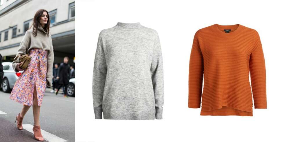 FIN KOMBO: Kombiner den varme ullgenseren med en av skjørtene du brukte i sommer. Grå genser fra Bik Bok, kr 399. Orange genser fra Lindex, kr 299. FIN KOMBO: Kombiner den varme ullgenseren med en av skjørtene du brukte i sommer. Grå genser fra Bik Bok, kr 399. Orange genser fra Lindex, kr 299.
