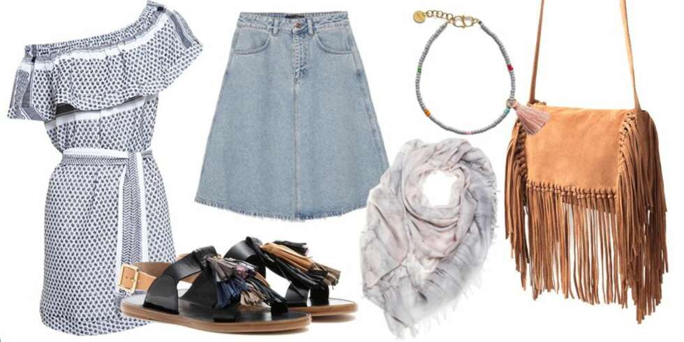 VÅRKUPP: Kjole fra Ceciliecopenhagen.com, kr. 1 667. Denimskjørt fra Zara.no, kr. 299. Sandaler fra Isabel Marant hos mytheresa.com, kr. 3 865. Sjal fra Holzweiler hos neomania.no, kr. 1399. Armbånd fra Anni Lu hos be-fashionable.com, kr. 404. Frynseveske fra Zara.no, kr. 399. VÅRKUPP: Kjole fra Ceciliecopenhagen.com, kr. 1 667. Denimskjørt fra Zara.no, kr. 299. Sandaler fra Isabel Marant hos mytheresa.com, kr. 3 865. Sjal fra Holzweiler hos neomania.no, kr. 1399. Armbånd fra Anni Lu hos be-fashionable.com, kr. 404. Frynseveske fra Zara.no, kr. 399.