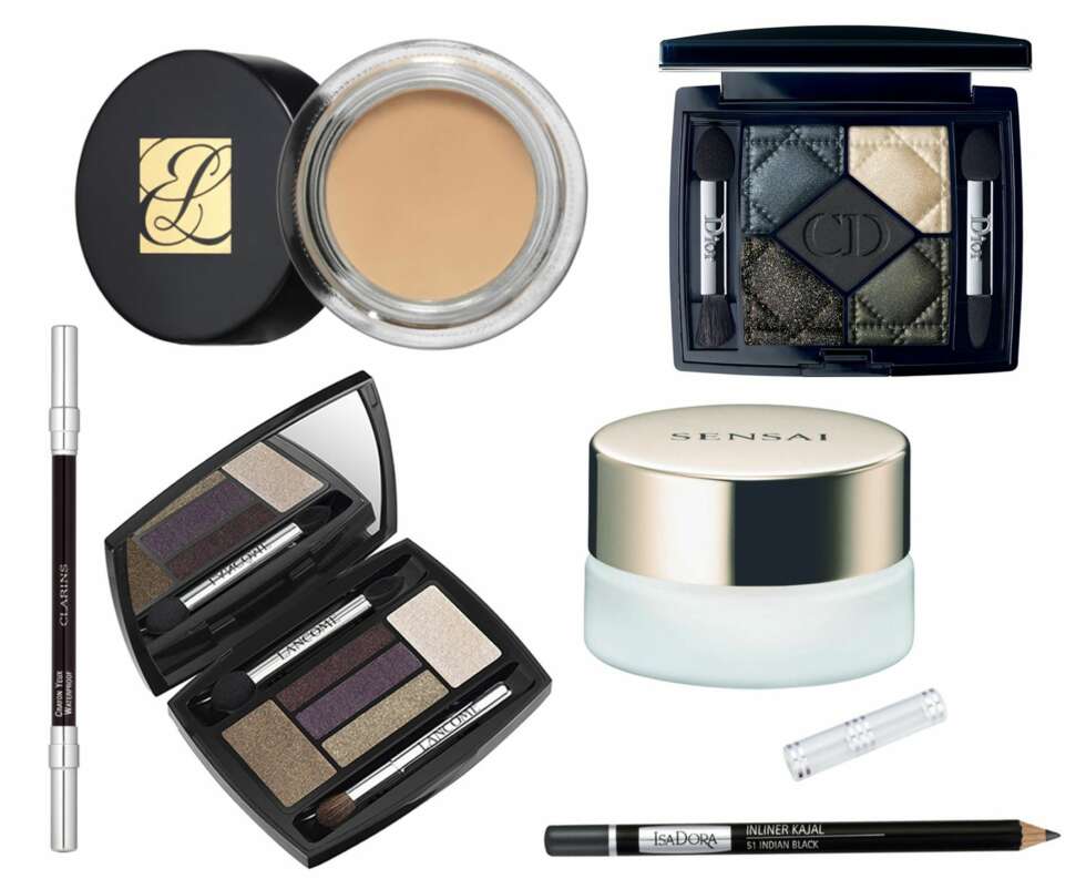 SMINKE FOR INTENSE ØYNE: Øverst fra venstre: Double Wear Eyeshadow Base fra Estée Lauder, kr 185. 5 Couleurs i fargen Pied-De-Poule fra Dior, kr 525. Waterproof Eye Pencil fra Clarins, kr 155. Hypnôse Drama Eyes i fargen Malachite & Amethyste fra Lancôme, kr 465. Eye Lid Base fra Sensai, kr 252. Inliner Kajal fra IsaDora, kr 95. SMINKE FOR INTENSE ØYNE: Øverst fra venstre: Double Wear Eyeshadow Base fra Estée Lauder, kr 185. 5 Couleurs i fargen Pied-De-Poule fra Dior, kr 525. Waterproof Eye Pencil fra Clarins, kr 155. Hypnôse Drama Eyes i fargen Malachite & Amethyste fra Lancôme, kr 465. Eye Lid Base fra Sensai, kr 252. Inliner Kajal fra IsaDora, kr 95.