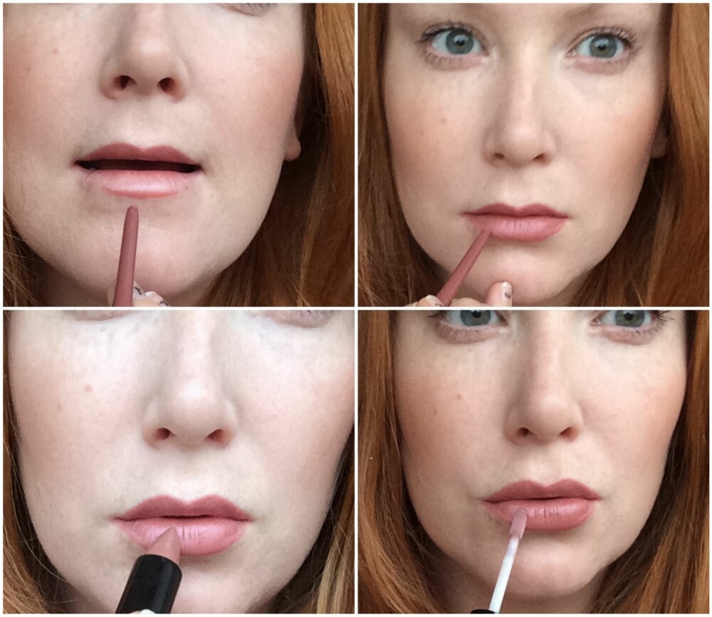 FYLL INN: Fyll deretter leppene inn med blyanten, legg en hakket lysere leppestift i midten av leppen og avslutt med en brun-nude lipgloss hvis ønskelig. FYLL INN: Fyll deretter leppene inn med blyanten, legg en hakket lysere leppestift i midten av leppen og avslutt med en brun-nude lipgloss hvis ønskelig.