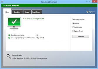 SJEKK: På Windows 8 skal det i utgangspunktet være nok med Microsofts innebygde antivirusløsning, Windows Defender. Dessverre for Microsoft kommer den ikke alltid like godt ut i tester. SJEKK: På Windows 8 skal det i utgangspunktet være nok med Microsofts innebygde antivirusløsning, Windows Defender. Dessverre for Microsoft kommer den ikke alltid like godt ut i tester.