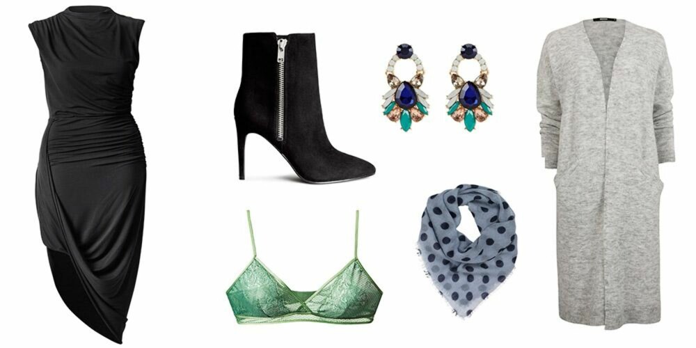 TRENDY OG VARM: Kjole fra H&M, kr 349. Sko fra H&M, kr 400. BH fra H&M, kr 70. Øredobber fra Lindex, kr 199. Skjerf fra Becksôndergaard, kr 299. Genser fra Bik Bok, kr 599. TRENDY OG VARM: Kjole fra H&M, kr 349. Sko fra H&M, kr 400. BH fra H&M, kr 70. Øredobber fra Lindex, kr 199. Skjerf fra Becksôndergaard, kr 299. Genser fra Bik Bok, kr 599.