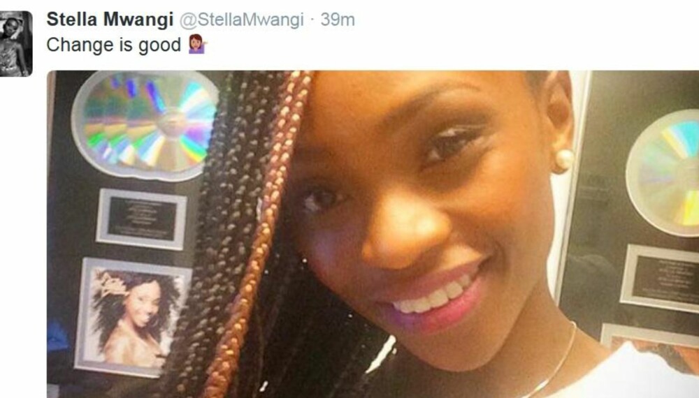 RASTA: Stella Mwangi har igjen langt hår. RASTA: Stella Mwangi har igjen langt hår.