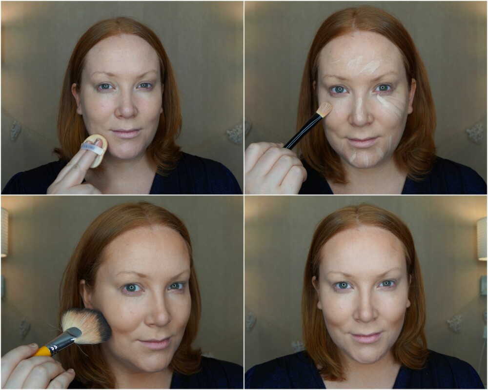 BASEN: Legg en lett dekkende, og fuktig foundation og bruk concealer på områder som du trenger det mer på. Jobb opp ekstra benstruktur under eplekinn og konturer nesa lett. BASEN: Legg en lett dekkende, og fuktig foundation og bruk concealer på områder som du trenger det mer på. Jobb opp ekstra benstruktur under eplekinn og konturer nesa lett.