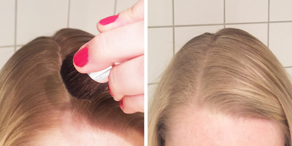 SLIK GJØR DU: Påfør skyggen på etterveksten med en stor sminkekost. Når du har påført nok skygge, bruker du fingertupper eller føner med kald luft for å fordele skyggen jevnt over etterveksten. SLIK GJØR DU: Påfør skyggen på etterveksten med en stor sminkekost. Når du har påført nok skygge, bruker du fingertupper eller føner med kald luft for å fordele skyggen jevnt over etterveksten.