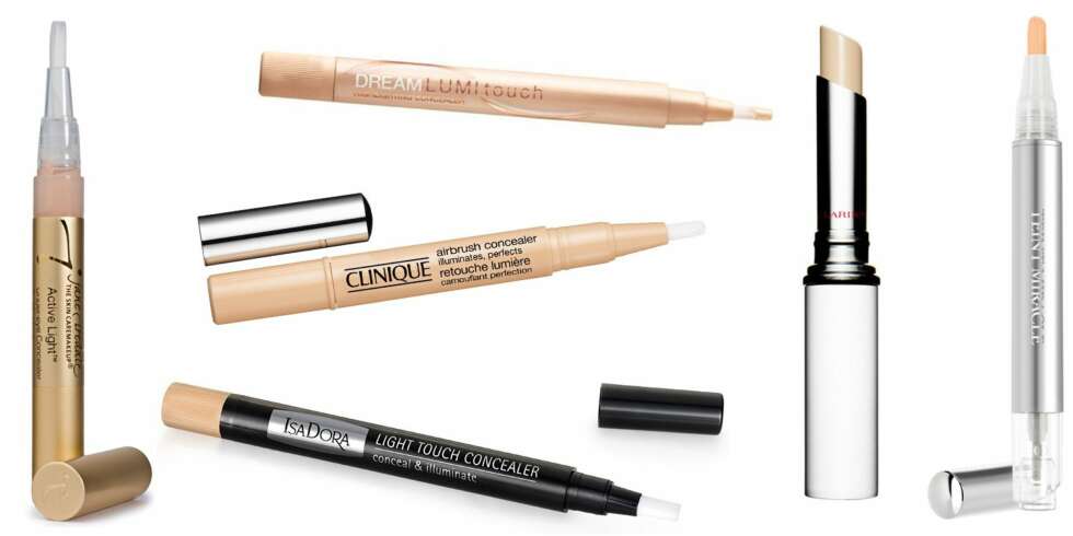 LYSREFLEKTERENDE CONCEALERE (f.v.): Jane Iredale Active Light, kr 315. IsaDora Light Touch Concealer, kr 129. Clinique Airbrush Concealer, kr 195. Maybelline Drem Lumi Touch, kr 99. Clarins Concealer Stick, kr 230. Lancôme Teint Miracle, kr 320. LYSREFLEKTERENDE CONCEALERE (f.v.): Jane Iredale Active Light, kr 315. IsaDora Light Touch Concealer, kr 129. Clinique Airbrush Concealer, kr 195. Maybelline Drem Lumi Touch, kr 99. Clarins Concealer Stick, kr 230. Lancôme Teint Miracle, kr 320.
