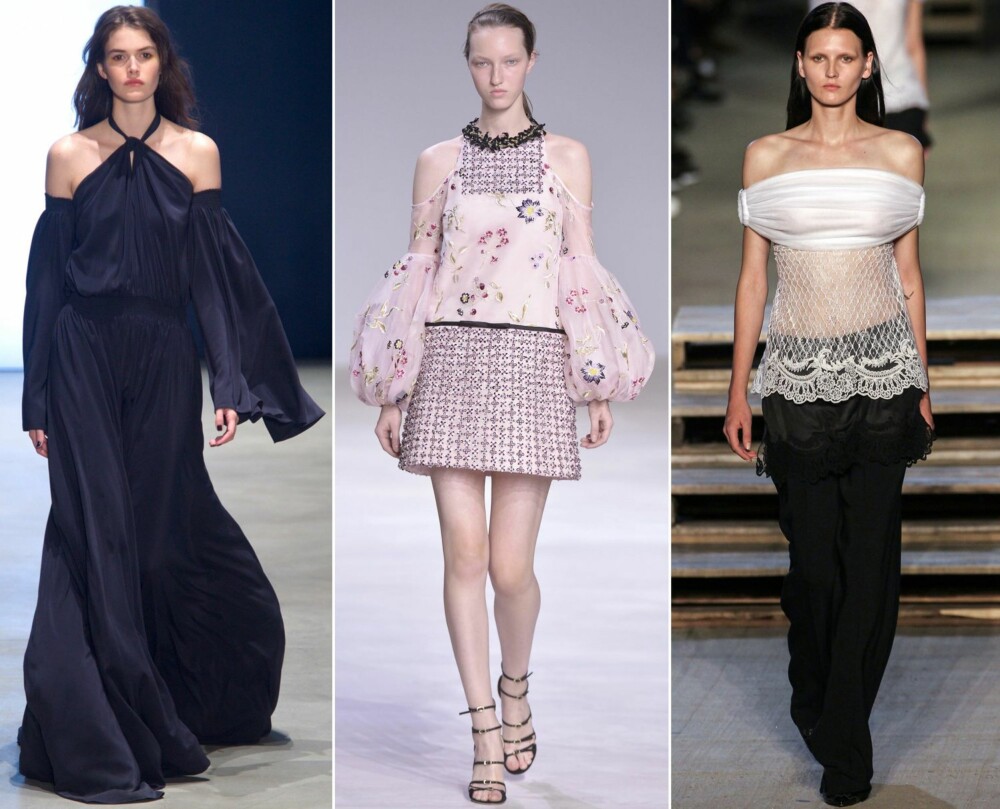 PÅ CATWALKEN: Derek Lam, Giambattista Valli og Givenchy var blant motehusene som har inkludert bare skuldre i sine kolleksjoner for sesongen. PÅ CATWALKEN: Derek Lam, Giambattista Valli og Givenchy var blant motehusene som har inkludert bare skuldre i sine kolleksjoner for sesongen.
