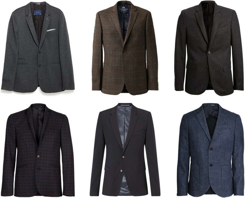 BLAZERE FOR HERRE: <b>Øverst fra venstre:</b> Zara, kr 799. MQ, kr 1999. Selected Homme, kr 1000. <b>Nederst fra venstre:</b> Samsøe & Samsøe, kr 2599. Tommy Hilfiger, kr 3999. H&M, kr 999. BLAZERE FOR HERRE: <b>Øverst fra venstre:</b> Zara, kr 799. MQ, kr 1999. Selected Homme, kr 1000. <b>Nederst fra venstre:</b> Samsøe & Samsøe, kr 2599. Tommy Hilfiger, kr 3999. H&M, kr 999.