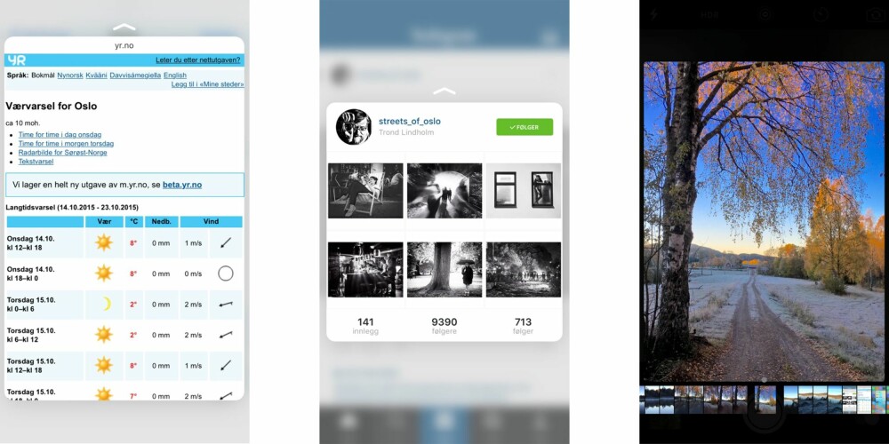 PEEK: Eksempler på «peek» er forhåndsvisning av lenke mottatt som melding, forhåndsvisning av bruker på Instagram, og forhåndsvisning av bilde rett fra Kamera-appen. PEEK: Eksempler på «peek» er forhåndsvisning av lenke mottatt som melding, forhåndsvisning av bruker på Instagram, og forhåndsvisning av bilde rett fra Kamera-appen.