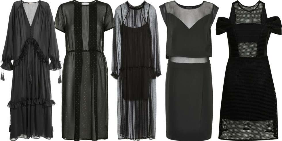 NESTEN NETTO: Bohemsk (kr 599, H&M), med korte ermer (kr 1199, Samsøe Samsøe), langermet (kr 559, Zara), bar mage (kr 1099, Gestuz) og i netting (kr 900, Y.A.S). NESTEN NETTO: Bohemsk (kr 599, H&M), med korte ermer (kr 1199, Samsøe Samsøe), langermet (kr 559, Zara), bar mage (kr 1099, Gestuz) og i netting (kr 900, Y.A.S).